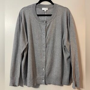 Free Assembly Gray Sparkly Button Cardigan Sweater 3X Embellished Buttons NWT!